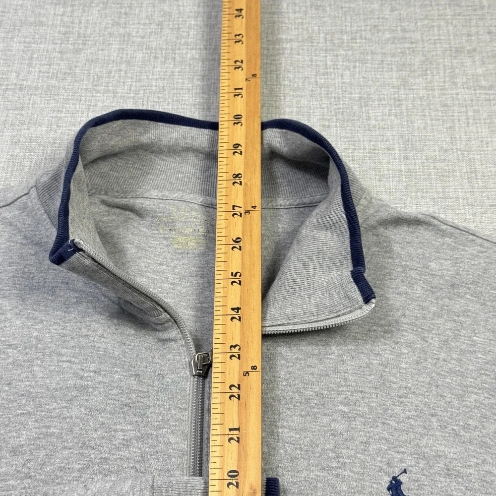 Polo Ralph Lauren Full Zip Sweatshirt Mens XL Gray Mock Neck Pockets Cotton
